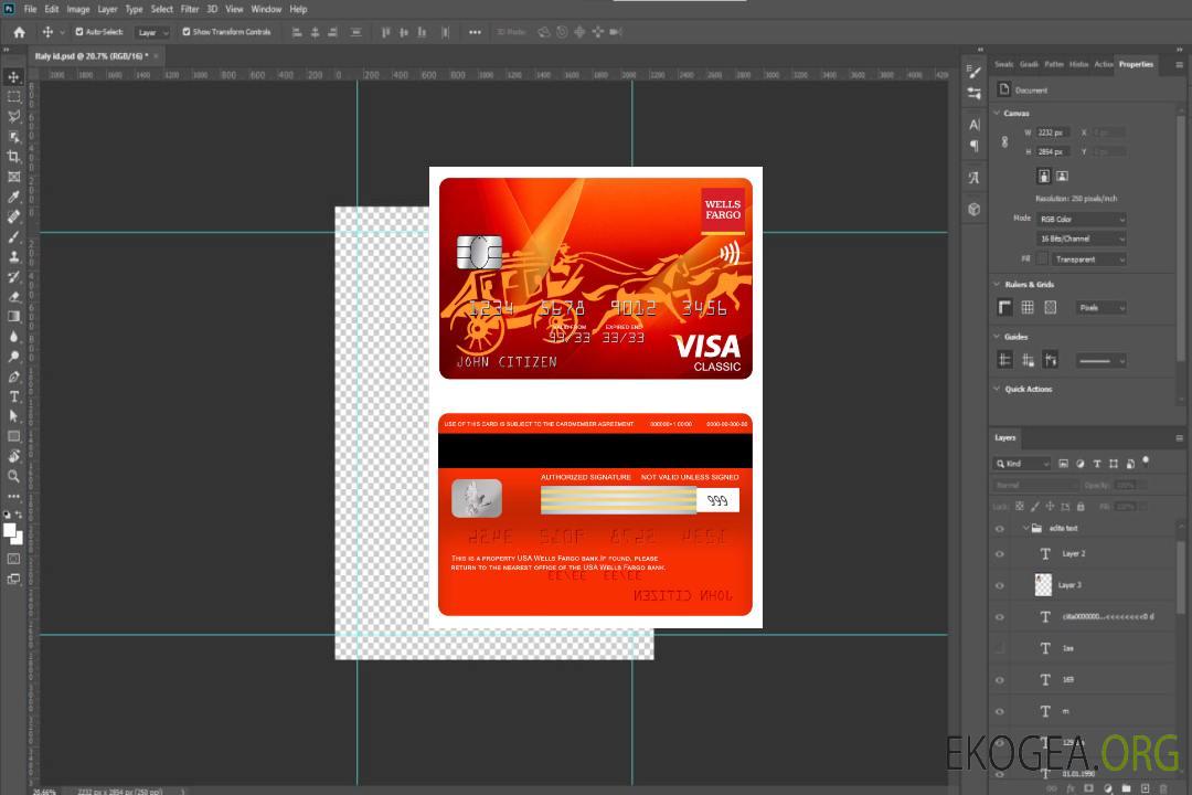 Carte visa classique de la banque Wells Fargo aux États-Unis template